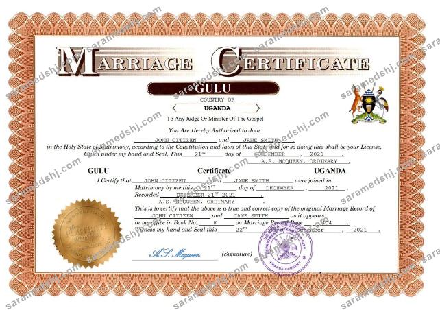 Uganda marriage certificate Word and PDF template